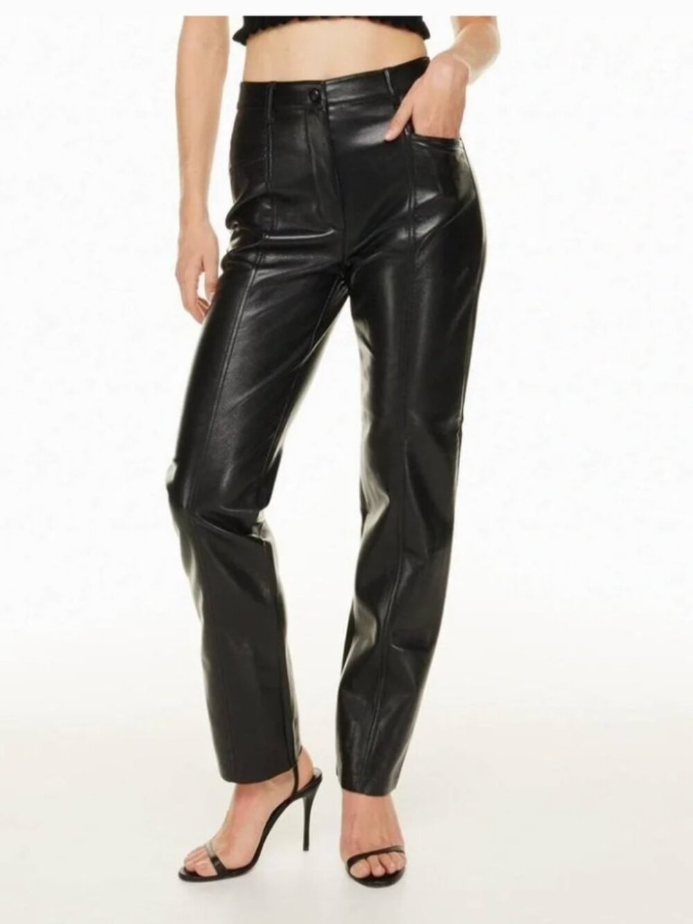 Aritzia Wilfred New Rebel Vegan Leather Pant Black Size 00 High Rise